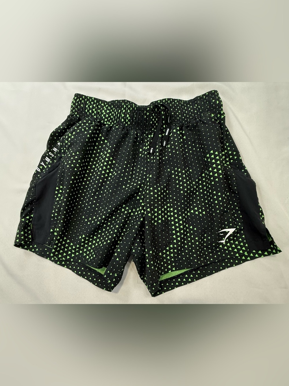 Gymshark Black and Neon Green Athletic Shorts